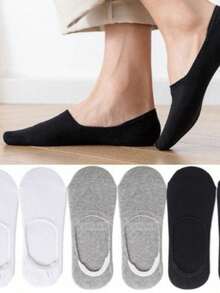 KIT 3 6 12 Pairs Black Flat Invisible Socks Unisex Solid Breathable Thin 35-40 - 彩色 - 查看 3