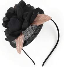 Fascinators Hats Women,Tea Party Fascinator Hair Clip With Feathers Wedding,Derby Hats Headbands - Style6-黑色 - 查看 6