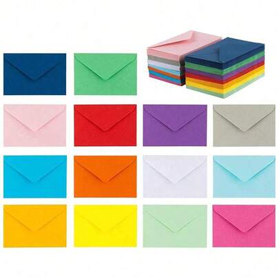 280 piezas/140 piezas/70 piezas/42 piezas/14 piezas Mini sobres, 14 colores diferentes, sellado autoadhesivo, tarjetas de regalo, sobres para tarjetas de visita (10cm*7cm)