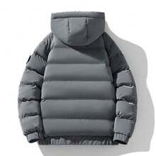 Men Winter Coats Thickened Loose Hooded Down Cotton Jacket For Men And Women, Windproof And Warm Winter New Style Cotton Clothing - 灰色 - 查看 2