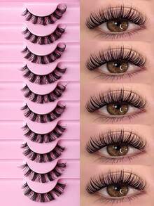 10 Pairs Of Naturally Curled Russian False Eyelashes - Plentiful And Fluffy False Eyelashes, Soft And Lifelike Mink-Curled False Eyelashes