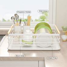 SIDIANBAN Dish Drying Rack For Kitchen Counter - Large Dish Rack With Drainboard, Rustproof Dish Drainer With Utensil Holder For Sink, 43 X 30.5 X 14 Cm Black