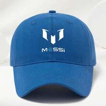 MESSI Logo Baseball Cap - High-Quality, Soft, Comfortable, Breathable, Adjustable Sun Hat For Men & Women - Stylish Black With White Emblem, Perfect For Spring & Summer Outdoor Activities - Màu xanh lam - Xem 2