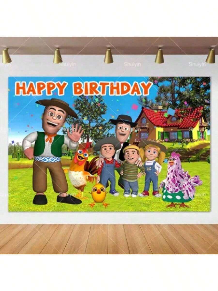 Cartoon Farm Barn La Granja De Zenón Theme Backdrop Birthday Party Decorations Background Photozone Props Poster Gifts - 白色 - 查看 1