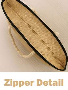 Black Beach Please Patterned Large Picnic And Beach Bag – Rope Handle – 55x36x15 Cm - JUTE - View 4