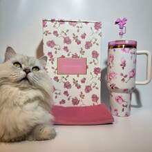 Blue Gift Box 40 Oz Handle Roller, Double Wall Vacuum Insulated Water Bottle, Portable Convenience Bottle, Travel Cup, Iced Coffee Cup, Suitable For Outdoor Camping, Hiking, Sport, Christmas Gifts - 藍色禮盒 - 查看 1