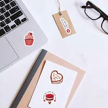 46pcs (23*2) Romantic Expression Self-Adhesive Stickers, Simple Style Yet Elegant Decorative Stickers. Suitable For Couples To Decorate Photo Albums, Diaries, Cups, Laptops And Phones To Express Their Love Scrapbook Supplies Funny Stickers Laptop Stickers Kindle Phone Stickers - Multicolor - View 2