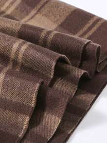 1 件装 男士或女士冬季保暖长款柔软围巾 格子流苏围巾 男士柔软经典围巾