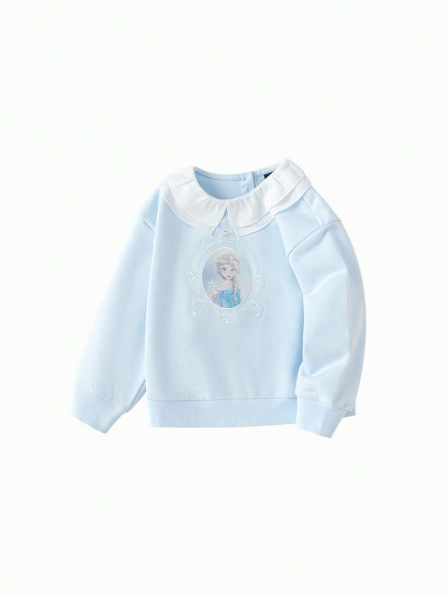 Balabala Young Girls Sweatshirt Autumn Embroidered Sweet Collar Top - Ice Blue - View 1
