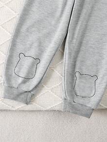 Conjunto de Roupas para Meninas Pequenas Estampa de Gato Cartoon Moletom com Capuz Ternos Esportivos Primavera Outono Roupas Infantis Blusas de Moletom Calças 2 Peças Conjuntos de Agasalhos para Conjuntos de Roupas de Bebê Meninas
