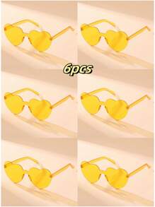 5pcs/Set Women's Heart Shaped Fashion Fashion Glasses, Casual, Elegant, Made Of PC (Polycarbonate), Suitable For Beach, Holiday And Daily Life, Multi-Color For Summer Beach Vacation,Outdoor,Travel
