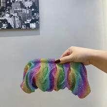 Bling Rhinestone Purse Bags Dumpling Clutch Purses For Women Formal Wedding Prom Evening Handbags-2025 - 彩虹1 - 查看 3