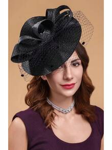 Derby Fascinators Women High Tea Party Hat Wedding Cocktail Flower Headware With Mesh And Feathers - A-ngà voi - Xem 7