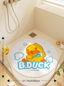 B. Duck 1pc Authorized B.DUCK Thick Shower Mat, Cartoon Duck Style, Anti-Slip Strong Suction Cup Bathtub Mat, Machine Washable Bathroom Accessories, Bathroom Decor