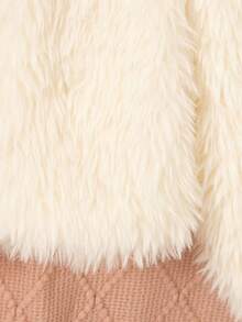 Girls' Casual Solid Color Round Neck Long Sleeve Fuzzy Warm Jacket Coat Outerwear, Autumn/Winter