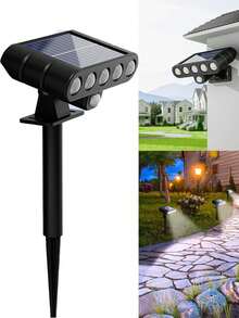 1pc Solar Powered Outdoor Wall Light, Outdoor Garden Solar Light With Motion Sensor, Fake Surveillance Light, Super Bright 4 LED Large Night Light, 5 LED Multi-Function Small Stake/Wall Light, 1200mAh Lithium-Ion Battery Solar Charging, Simulated Security Camera Design, 3 Lighting Modes, No Remote Control Included - Black - View 16
