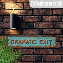 2D Flat, 1pc Vintage "Dramatic Exit" Metal Tin Sign - Rustic Distressed Teal Wall Art 10.16x40.64 Cm, Farmhouse Style Home Bar Cafe Garage Decor, Unique Gift For Holidays & Birthdays, Metal Wall Art Decor, 2D Flat, Perfect For Room Decor - 彩色 - 查看 6