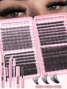 CMAYOME 640 睫毛 D-Curl 睫毛延长套装，大容量组合睫毛套装，DIY 睫毛延长套装，30D+40D+50D 睫毛簇，D-Curl 个人睫毛套装，含睫毛粘合剂和密封剂，以及 9-16mm 混合睫毛延长套装睫毛簇套装，睫毛，睫毛，假睫毛 - 彩色 - 查看 5