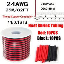 1pc 16-30 AWG 2-Color Red & Black Flexible Tinned Copper Wire For LED Strip Lights - 18-30 AWG, 110V/220V, Hard-Wired, No Battery Needed, Metal Conductor, LED Lighting | Flexible Wiring | Tinned Copper Wire, LED Accessories