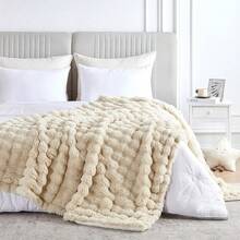 50x60 Inches Ultra-Soft Fuzzy Plush Throw Blanket - Thick, Warm Couch, Sofa, Bedroom, Camping - Decorative Blanket Cozy Warmth, Bubble Ivory White, Sherpa Style - Bubble Khaki - Xem 5