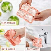 熊形冰块托盘 - 有趣又可爱的硅胶模具，用于制作可爱的冰块，非常适合儿童饮料、派对和创意鸡尾酒冰块托盘冰块冰块柔软冰块模具冰块模具 - 均碼 - 查看 5