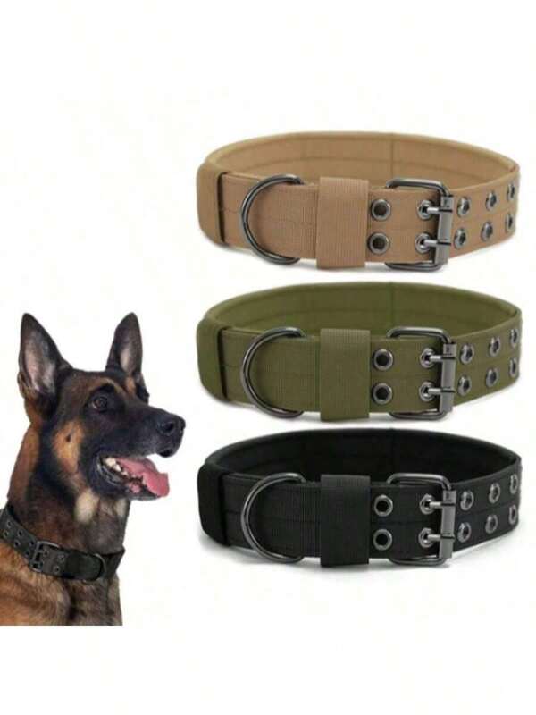 1 Adjustable Nylon Dog Collar, Military Style Tactical Training Dog Collar With Patch Panel, Fits Medium To Large Dogs,