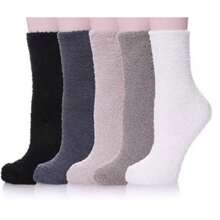 1/4/5 Pairs Coral Fleece Fluffy Warm Socks, Cozy - Multicolor - View 18