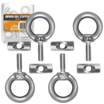 Awning Rail Stoppers 4 Packs – M4 X 12mm Stainless Steel 6mm Diameter – Awning End Stops For Caravan, Campervan, Motorhome, Tent Rail Track – Rustproof & Durable