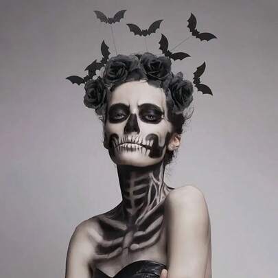 1 Halloween Pie Headband - Cute Witch Hat With Black Artificial Flowers, Gothic Bat Hairpin, Dark Role-Playing Accessory