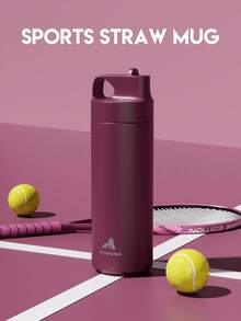 18oz Stainless Steel Insulated Water Bottle, Leakproof Portable Travel Mug with Straw for Hot and Cold Beverages for School, Gym, Office, and Outdoor Multiple Occasions - 紫色 - 查看 3