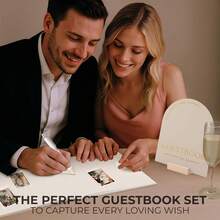 Beautiful Wedding Guest Book Set With Personalized 2025 Year Your Wedding Reception – Elegant Photo Guestbook Linen Cover, Sign, Luxury Pen & Adhesive Photo Corners To Capture Memories - Sage - 查看 11