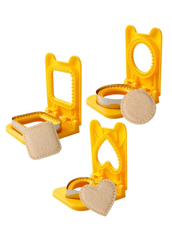 1 cái dụng cụ cắt và dán bánh mì đa năng màu vàng, bộ khuôn cắt bánh quy bằng thép không gỉ, dụng cụ viền bánh mì hình vuông/tròn/trái tim, khuôn trang trí bánh kẹo sô cô la, dụng cụ nhà bếp làm bánh, đồ dùng tự làm bữa sáng, thép không gỉ