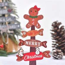 1 szt. ozdoba świąteczna na biurko w kształcie piernikowego ludzika, drewniana dekoracja świąteczna