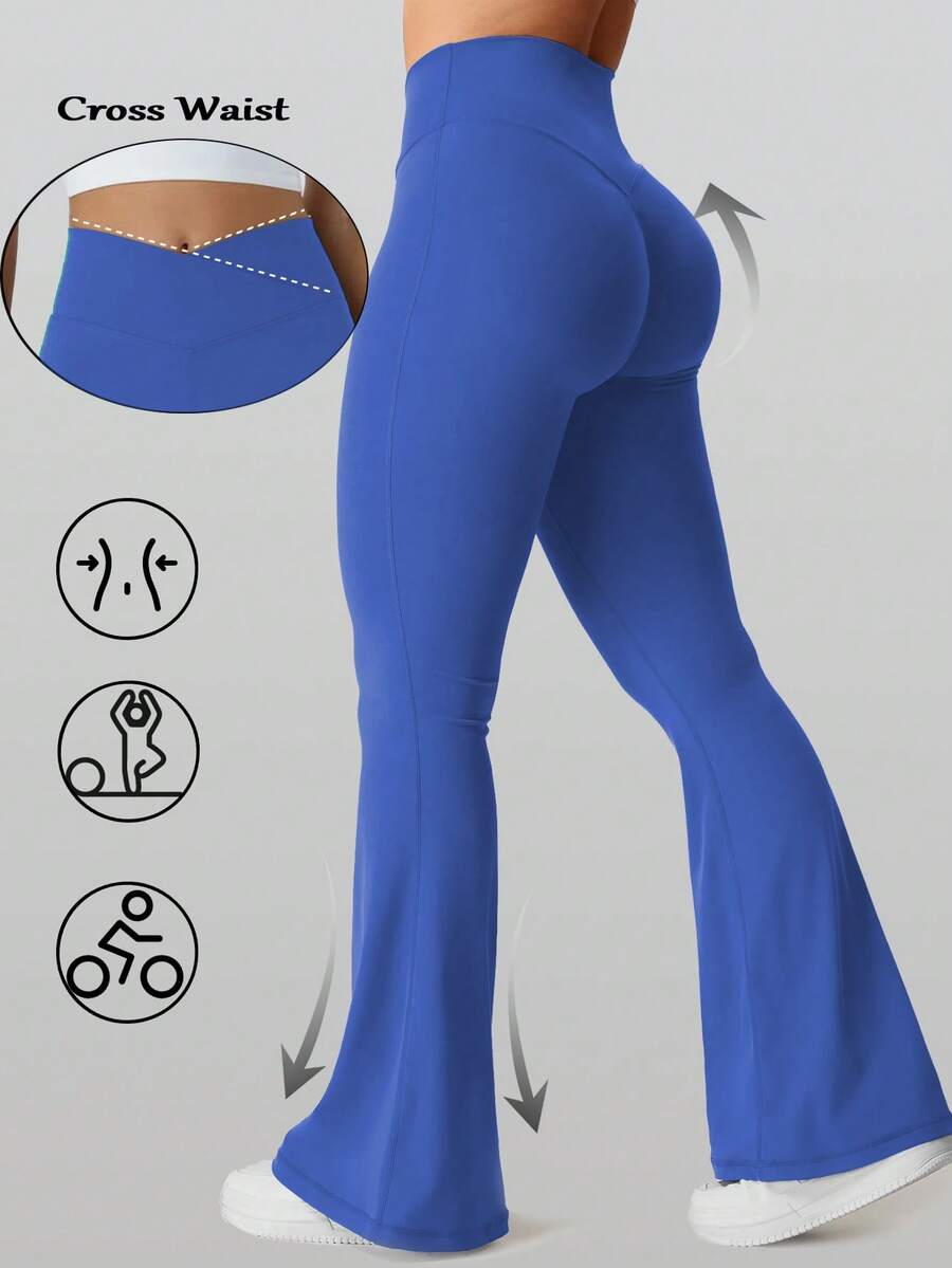 RUNONWHEELS 5 Women's Seamless Yoga Outdoor Flare Pants, High Waist Tummy Control Lifting Pants