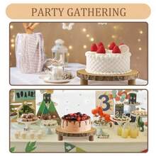 PRustic Wood Cake Stand 1113 Inch Elegant Wood Slice With Legs For Weddings Birthdays And Special Events Log Color 8005