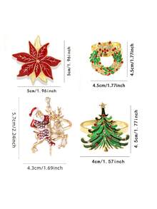 2-6pcs/Set Christmas Napkin Rings, Snowman, Christmas Tree, Boots, Santa Hat, Candy Cane, Christmas Table Decor Napkin Holders, Christmas Party Napkin Rings - Multicolor - View 6