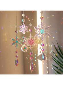 4 قطع زينة كريستالية بشكل نجوم الثلج، مناسبة لتزيين أشجار في فصل الشتاء، قلادات نجوم الثلج الكريستالية، مناسبة لحفلات عيد الميلاد والأعياد السنوية والهدايا (طراز أنيق، متعدد الألوان)