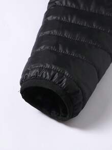 2025 冬季新款男士纯色休闲舒适轻薄简约连帽棉服外套 - 黑色 - 查看 9