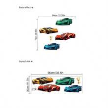 Red Sports Car Cartoon Wall Sticker, Suitable For Hotel, Homestay, Office, Bedroom, Living Room Wall Decor, Self-Adhesive And Removable - Multicolor - View 12