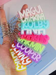 Chaveiro de acrílico personalizado com nome Blod, crachá de acrílico, crachá de mochila, bolsa de fraldas, chaveiros com nome personalizado, crachá de lancheira, chaveiro retrô com nome para o Dia de Ação de Graças, presentes de Natal para crianças, família, namorada, mãe - prateado - Ver 2