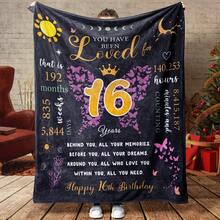 1 Piece Sweet 16 Girl, 16th Birthday, 16th Girl Birthday Ideas, 16th Birthday Decoration, Happy 16th Birthday, 16th Birthday Blanket 50X60, Soft Flannel Blanket - 摩卡棕 - 查看 10