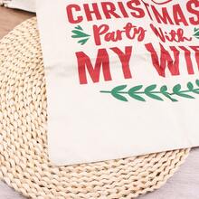 Christmas Gift Printing Linen-Like Drawstring Pouch, DIY Christmas Gift Packaging, Christmas Decoration, Essential For Gift Wrapping And Presentation - Multicolor - View 4
