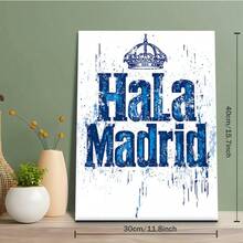 2Dflat, 1pcs, Vintage Hala Madrid Canvas Wall Art - Wooden Frame Wrapped Canvas Prints And Posters, Blue & White Splatter Design, Home Decor For Living Room, The Perfect Gift For Real Madrid Fans. Bedroom Decor And Accessories, Bathroom Decor And Accessories, Kitchen Decor And Accessories, Office Decor And Accessories, Vintage Christmas Decorations For Home, Christmas Gifts, Decoracion De Navidad 2025, Christmas Ornaments, Halloween Decorations, Dia De Los Muertos, Diwali Decoration Home, Birthday Decorations, Thanksgiving Decorations, Wedding Decorations, Holiday Decor, Wall Decor. Very Suitable For Room Decors And Home Decors. Ready-To-Hang. - 彩色 - 查看 8