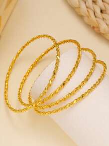 4 件/套 18k 镀金编织线手镯，时尚女士，适合派对、聚会、礼物、日常佩戴