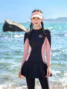 人気のレディース夏 スポーティUVカット 4ピース分体型 ポリエステル 長袖 快適 - 2522 ピンク(4点セット) - チェックする 9