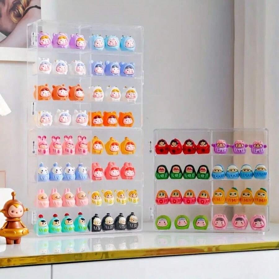 1 件多层小饰品展示架，卡通堆叠游戏架，积木零件盒收纳盒，8 格展示架，适用于家庭客厅办公室装饰，女士收纳整理器旅行节日必备秋季装饰秋季万圣节 - 無色 - 查看 1
