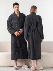 1 قطعة من الحمام ذو نصف رداء من الفليس عالي الجودة، رداء حمام طويل إضافي للكبار، مناسب للإقامة المنزلية والفندق والسبا والصالون، ماص وسريع الجفاف، فضفاض، متعدد الألوان، تصميم بسيط، ضروريات الحمام والمنزل