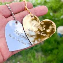 Customized Heart-Shaped Keychains (10/30/50/100/200 Pieces) - Multicolor - View 4