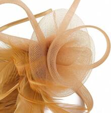 Fascinators Hats Women,Tea Party Fascinator Hair Clip With Feathers Wedding,Derby Hats Headbands - Ha9462-gold - View 6