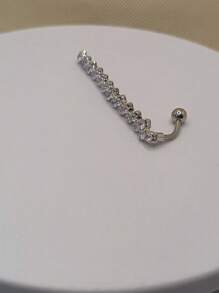 1 قطعة خاتم سرة مربع بسيط من الزركونيا، مجوهرات جسم طويلة للنساء، إكسسوار حفلات